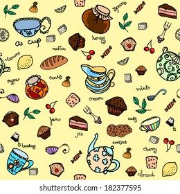 Seamless pattern with kitchen-ware. Vector illustration.