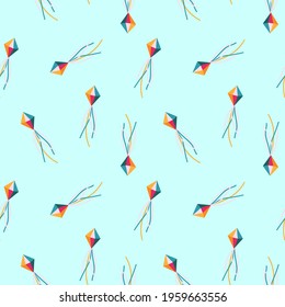 
seamless pattern with a kite. children's print for design of fabrics and textiles.