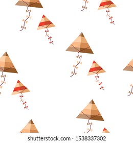 seamless pattern with kites in brown and red colors vector