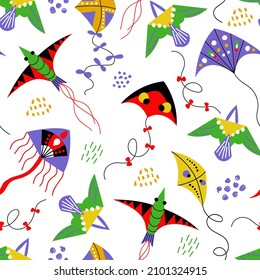Seamless pattern with kites. Design for fabric, textile, wallpaper, packaging.	
