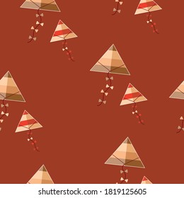 seamless pattern with kites vector - red and brown colors