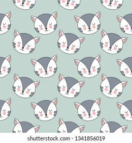 Seamless pattern with kittens. Children cartoon background. Cute flat cats.