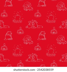Seamless pattern with kittens. Vector illustration.