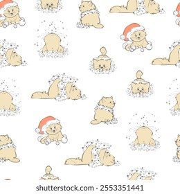 Seamless pattern with kittens. Vector illustration.