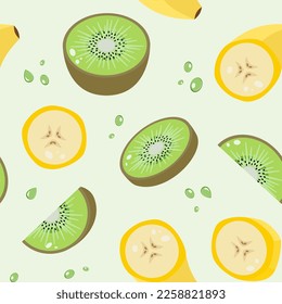 Seamless pattern kiwi banana. Vector illustration