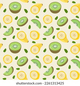 Seamless pattern kiwi banana. Vector illustration