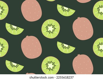 Seamless pattern with kiwi. Beautiful fruit texture in flat style.