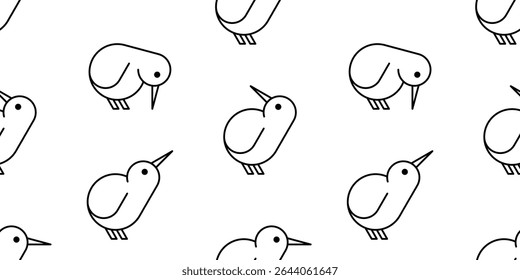 Seamless pattern with Kiwi bird logo. isolated on white background