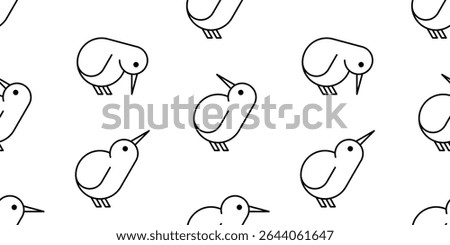Seamless pattern with Kiwi bird logo. isolated on white background
