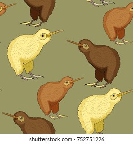 seamless pattern the kiwi bird vector illustration
