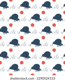 Seamless pattern of the kiwi birds