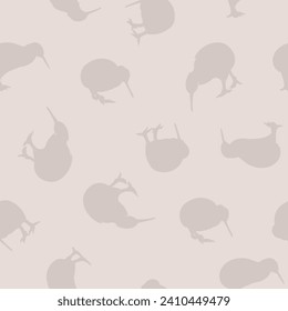 Seamless pattern with kiwi birds. Vector illustration.