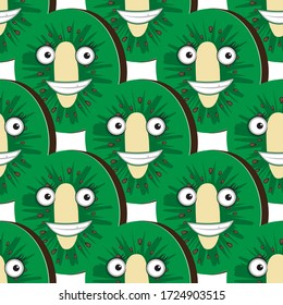 patrón impecable de dibujos animados de kiwi sobre un fondo blanco. Imagen vectorial eps 10
