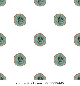 Seamless pattern with kiwi, fresh organic fruit. Summer delicious tasty pattern. Retro summer backgrounds.