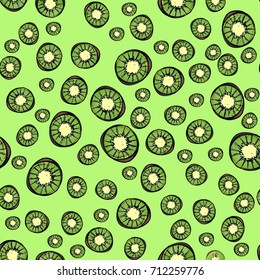 Seamless pattern of kiwi fruit. Background for packaging design and leaflets.