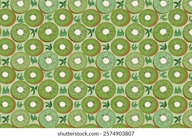 Seamless pattern with kiwi fruit. Vector illustration.