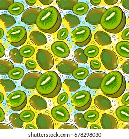 Patrón sin inconvenientes Kiwi Fruits Verano Ornamento Vector De Fondo Ilustración