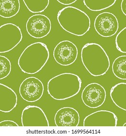 Seamless pattern with kiwi hand drawn fruits elements. Vegetarian wallpaper. For design packaging, textile, background, design postcards and posters.
