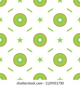 Seamless pattern with kiwi slices. For kitchen textile, wrapping paper, greeting cards and party invitations. Vector illustration