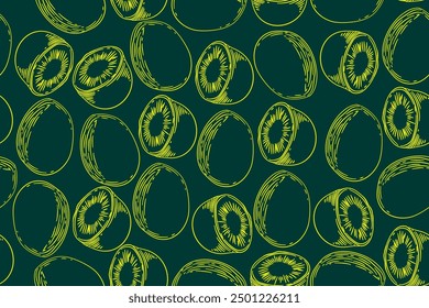 seamless pattern kiwi vector drawing