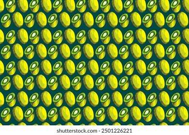 seamless pattern kiwi vector drawing