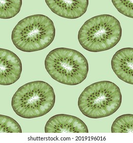 Seamless pattern with kiwi. Vector illustration for designing posters, wallpaper, background, fabric, textile, packaging.