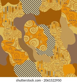 seamless pattern in Klimt style. Abstract pattern of spots with different textures.