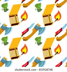 Seamless pattern knife and an ax. Hiking, climbing, traveling.