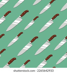 seamless pattern with a knife in a flat style. 