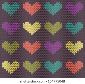 Seamless pattern with knit hearts