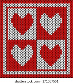 Seamless pattern with knit hearts 