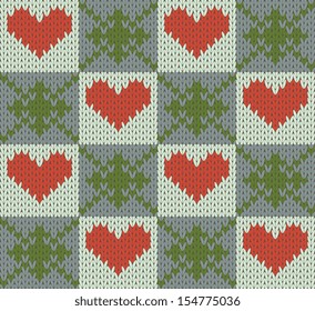 Seamless pattern knit imitation  with hearts