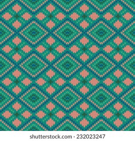 Seamless pattern with knit ornament 