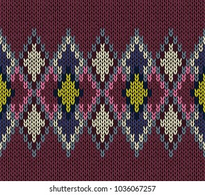 Seamless Pattern. Knit Woolen Trendy Ornament Texture. Fabric Color Tracery Background