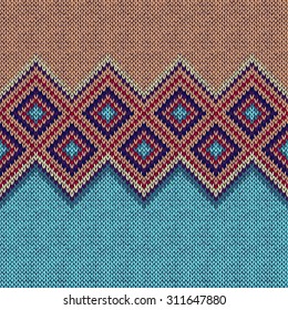 Seamless Pattern. Knit Woolen Trendy Ornament Texture. Fabric Color Tracery Background