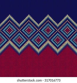 Seamless Pattern. Knit Woolen Trendy Ornament Texture. Fabric Color Tracery Background