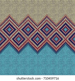 Seamless Pattern. Knit Woolen Trendy Ornament Texture. Fabric Color Tracery Background