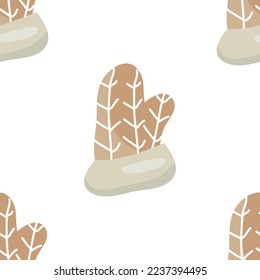 Patrón sin foco de mitones brillantes de punto. Ilustración vectorial.
Hora de invierno. Guantes de invierno o mitones de lana. Iconos para el diseño. Patrones y adornos interesantes.