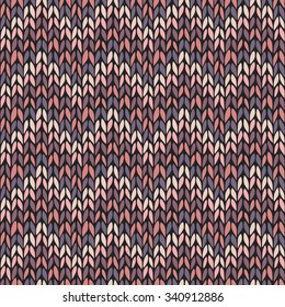 Seamless pattern with knitted chevron ornament. Vector illustration