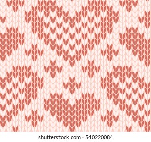 seamless pattern a knitted cloth with hearts