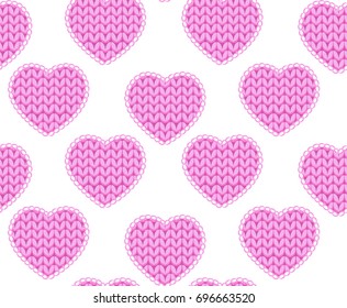 Seamless  pattern Knitted heart 