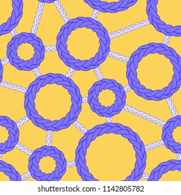Seamless pattern of knitted rings and chains.