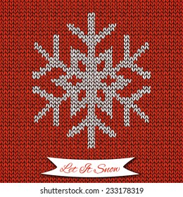 Seamless pattern with knitted snowflake