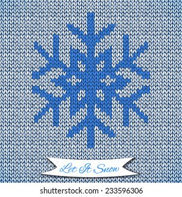 Seamless pattern with knitted snowflake. Vector illustration