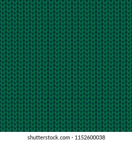 Seamless pattern. Knitted wool background.Winter. Green Texture  Vector