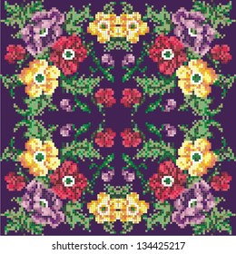 Seamless pattern for knitting and embroidery (flower)