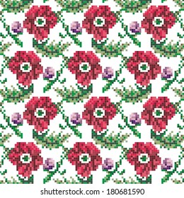 Seamless pattern for knitting and embroidery (flower) 