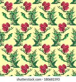 Seamless pattern for knitting and embroidery (flower) 