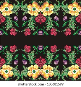 Seamless pattern for knitting and embroidery (flower) 