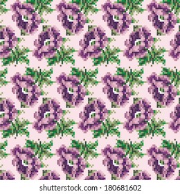 Seamless pattern for knitting and embroidery (flower) 